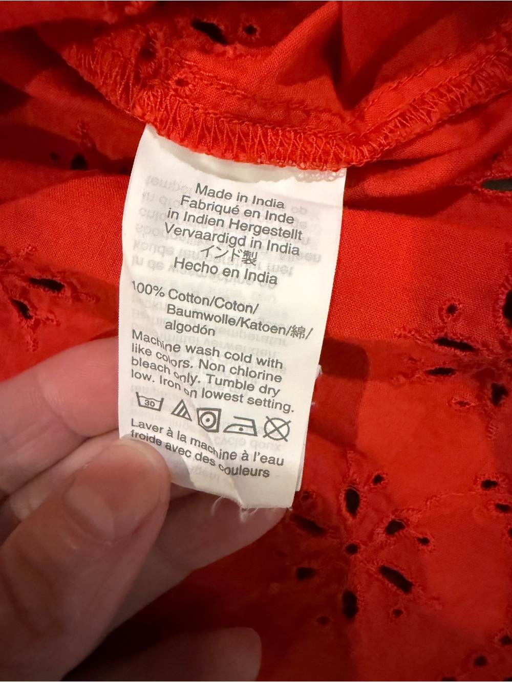 Madewell Eyelet Keyhole Peplum Top Red Cotton Blouse Medium - Picture 11 of 11